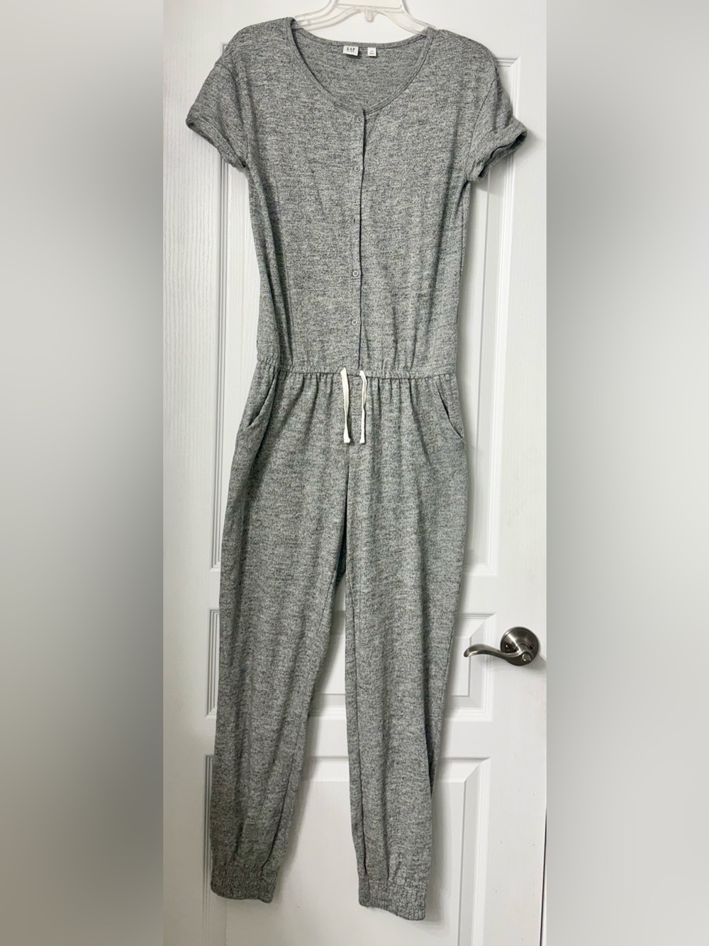 GAP Kids Heather Gray Short-Sleeve Knit One-Piece Romper